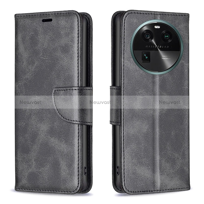 Leather Case Stands Flip Cover Holder B04F for Oppo Find X6 Pro 5G