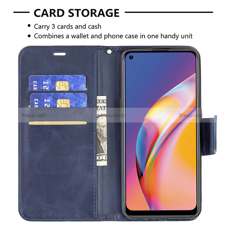 Leather Case Stands Flip Cover Holder B04F for Oppo Reno5 Lite