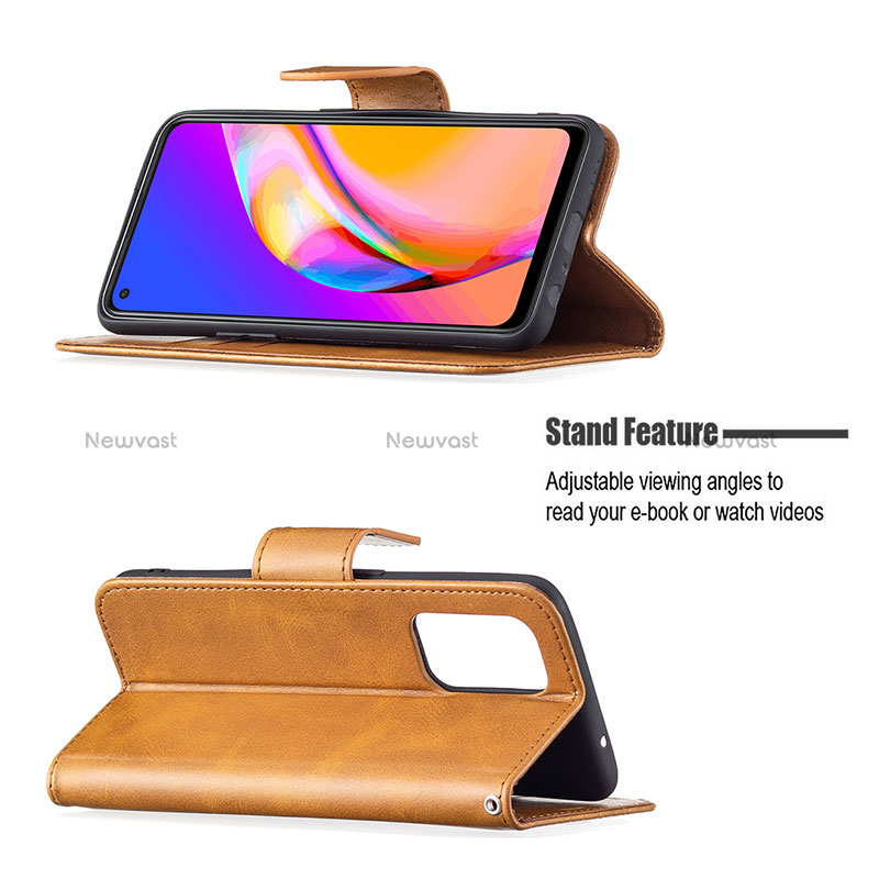 Leather Case Stands Flip Cover Holder B04F for Oppo Reno5 Z 5G