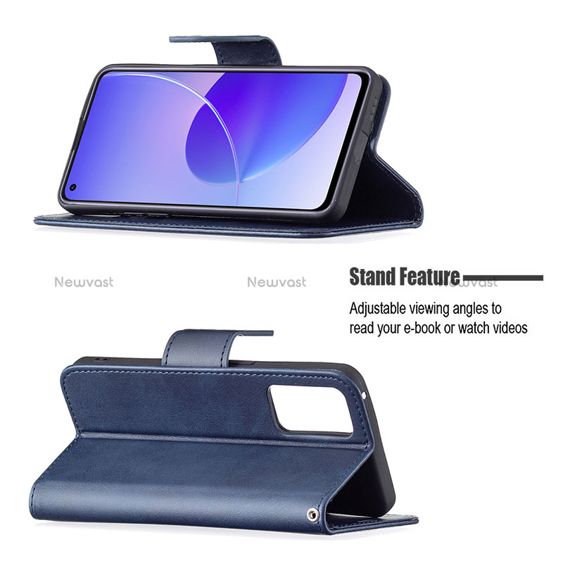 Leather Case Stands Flip Cover Holder B04F for Oppo Reno6 5G