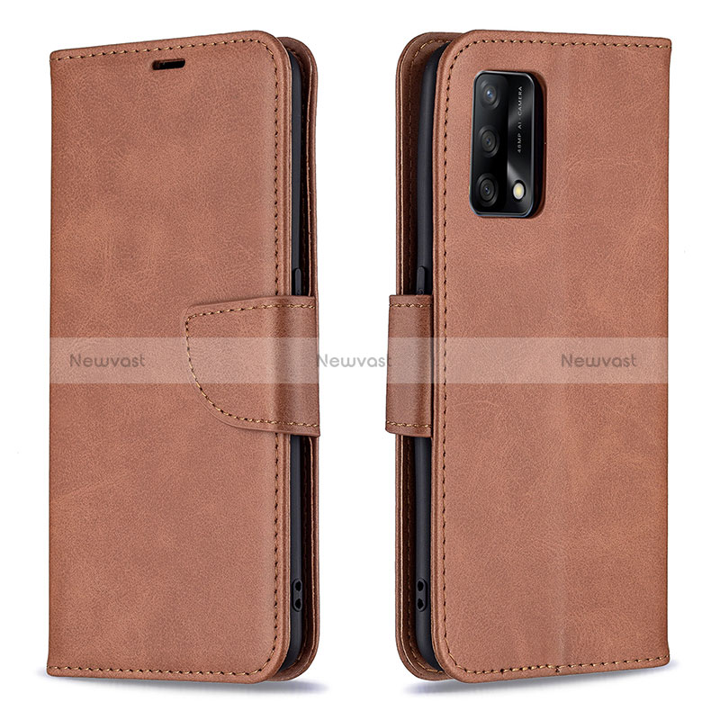 Leather Case Stands Flip Cover Holder B04F for Oppo Reno6 Lite