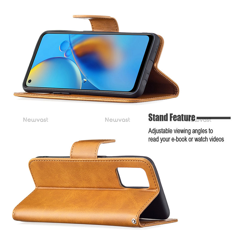 Leather Case Stands Flip Cover Holder B04F for Oppo Reno6 Lite