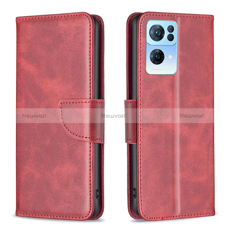 Leather Case Stands Flip Cover Holder B04F for Oppo Reno7 Pro 5G