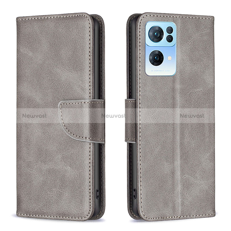 Leather Case Stands Flip Cover Holder B04F for Oppo Reno7 Pro 5G