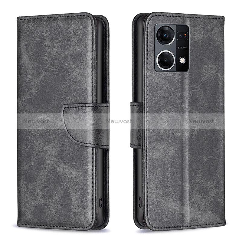 Leather Case Stands Flip Cover Holder B04F for Oppo Reno8 4G