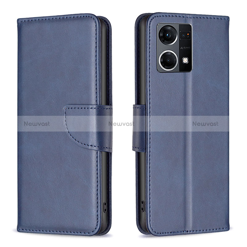 Leather Case Stands Flip Cover Holder B04F for Oppo Reno8 4G