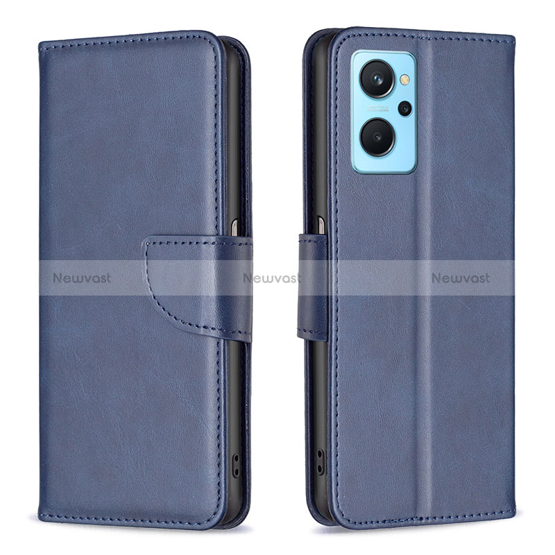 Leather Case Stands Flip Cover Holder B04F for Realme 9i 4G Blue