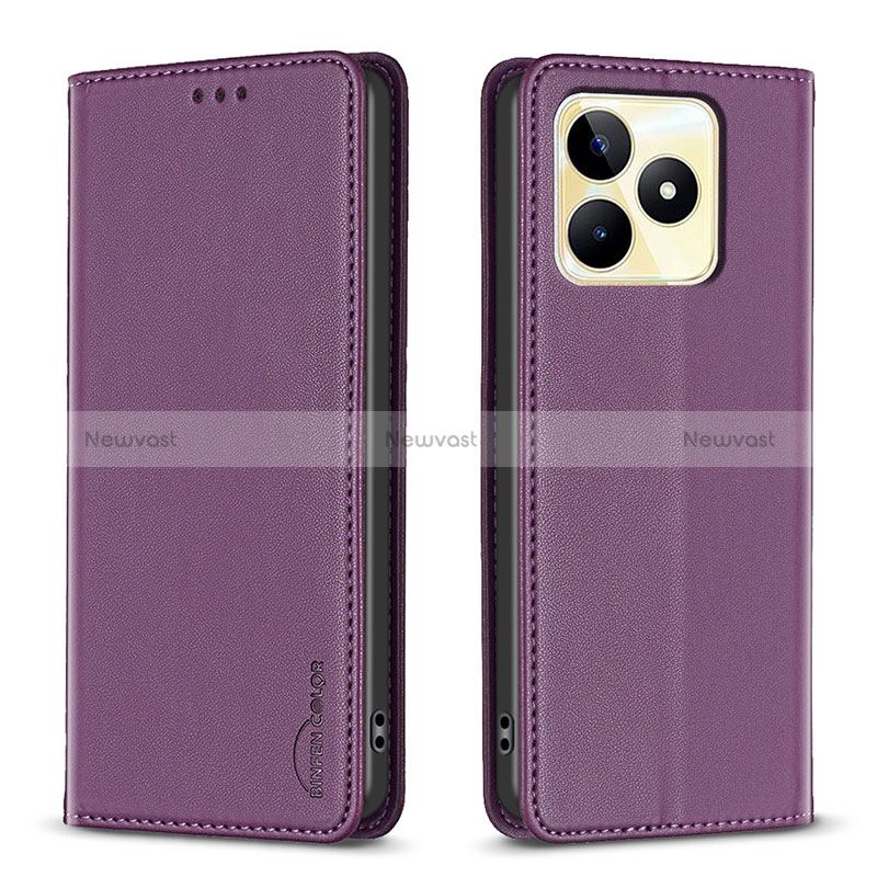 Leather Case Stands Flip Cover Holder B04F for Realme C53