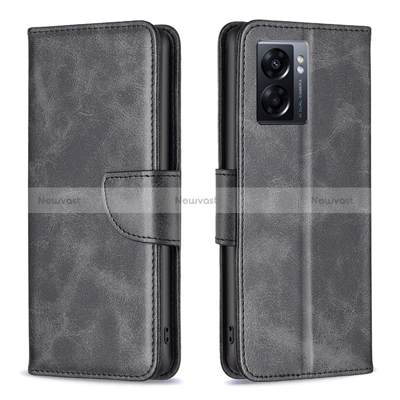 Leather Case Stands Flip Cover Holder B04F for Realme Narzo 50 5G Black