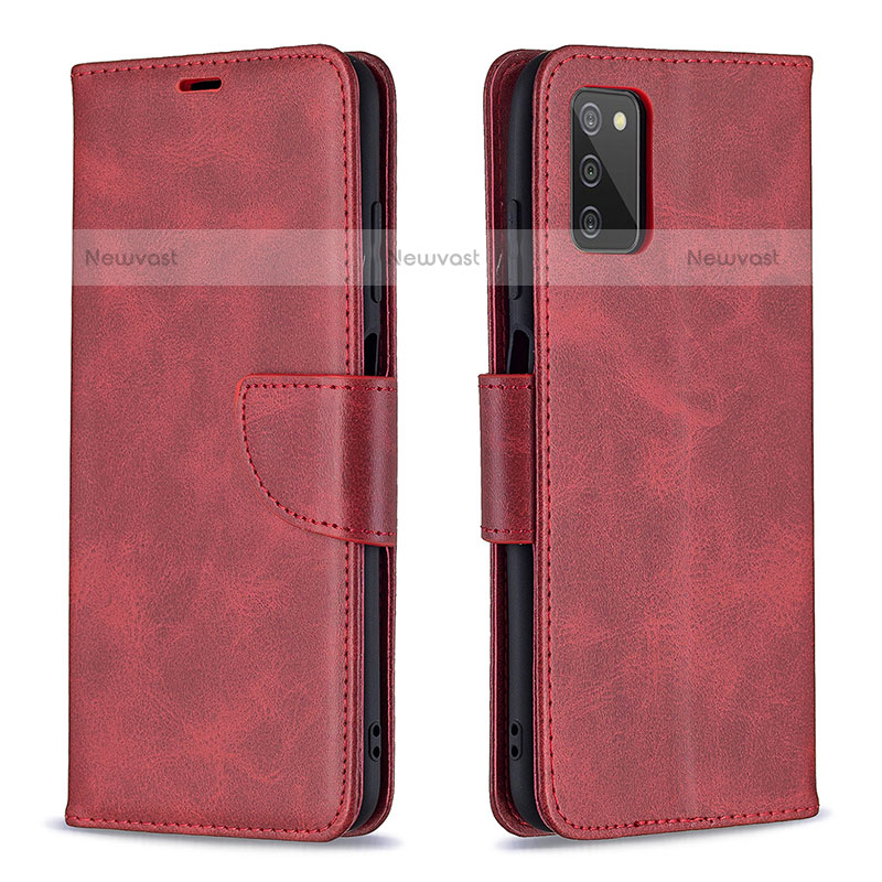 Leather Case Stands Flip Cover Holder B04F for Samsung Galaxy A02s Red