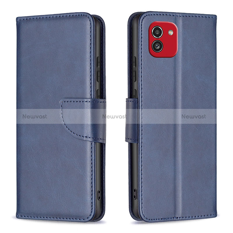 Leather Case Stands Flip Cover Holder B04F for Samsung Galaxy A03