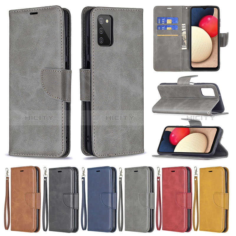 Leather Case Stands Flip Cover Holder B04F for Samsung Galaxy A03s