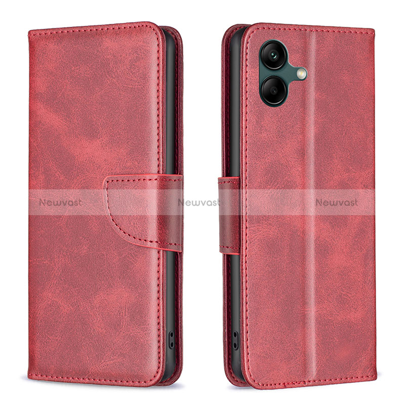 Leather Case Stands Flip Cover Holder B04F for Samsung Galaxy A04 4G Red