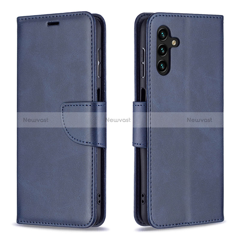 Leather Case Stands Flip Cover Holder B04F for Samsung Galaxy A04s Blue