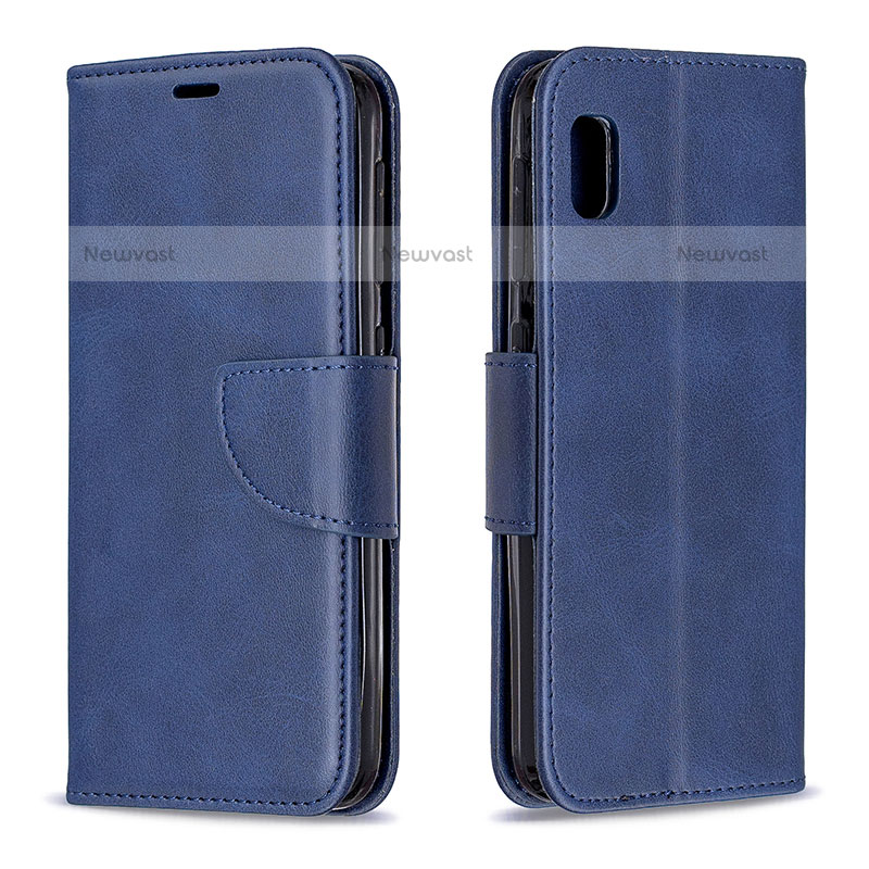 Leather Case Stands Flip Cover Holder B04F for Samsung Galaxy A10e Blue