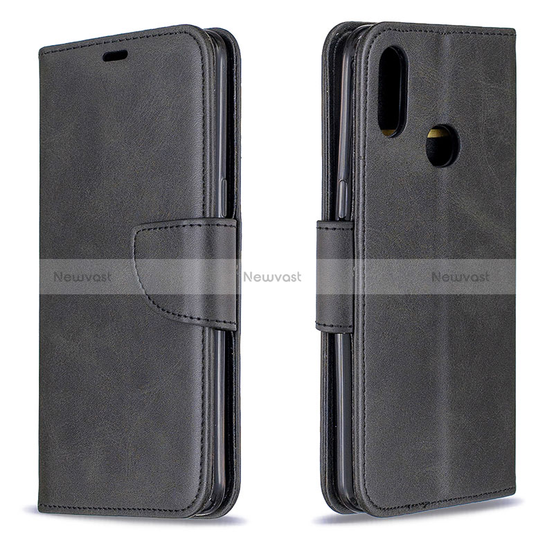 Leather Case Stands Flip Cover Holder B04F for Samsung Galaxy A10s Black