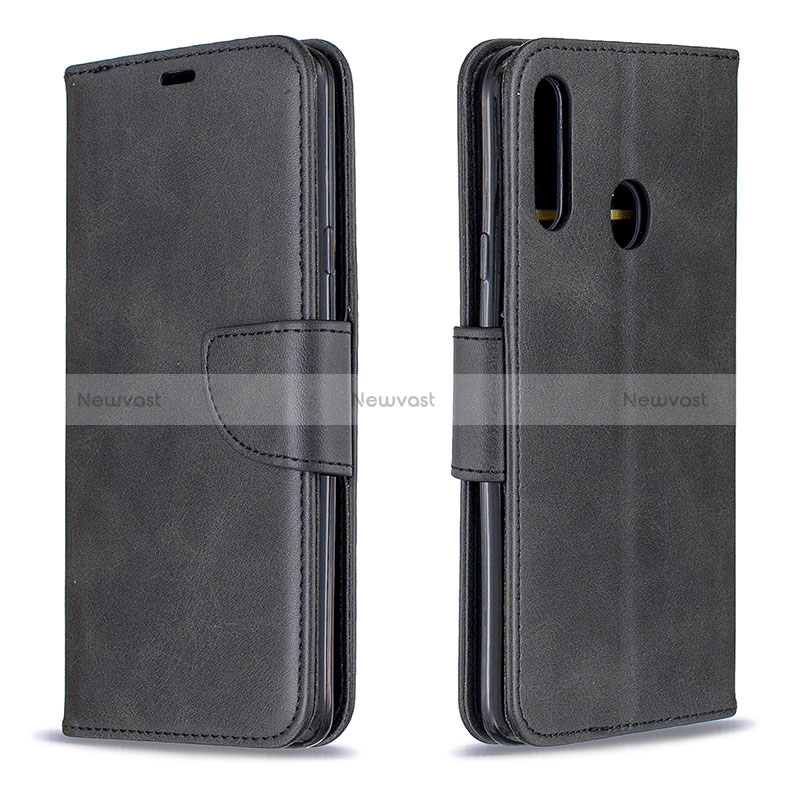 Leather Case Stands Flip Cover Holder B04F for Samsung Galaxy A20s Black