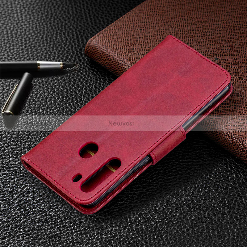 Leather Case Stands Flip Cover Holder B04F for Samsung Galaxy A21