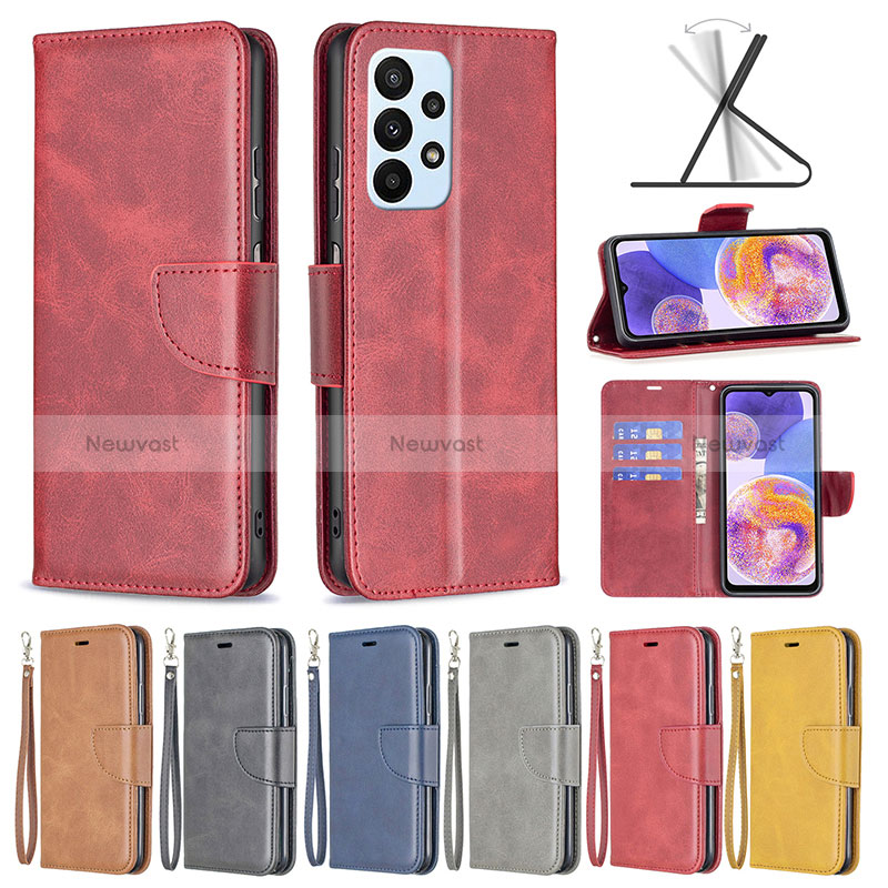 Leather Case Stands Flip Cover Holder B04F for Samsung Galaxy A23 4G