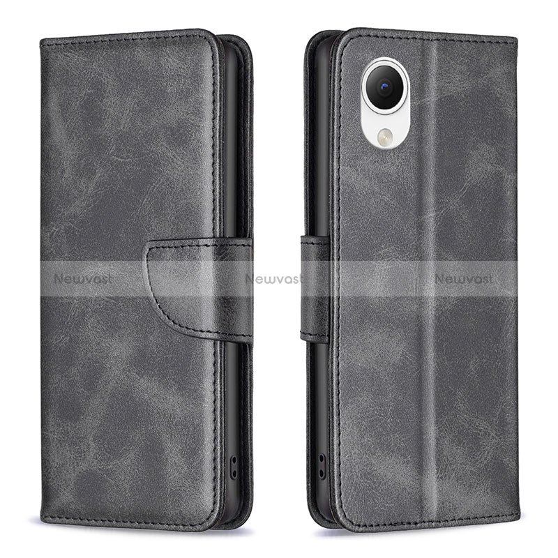 Leather Case Stands Flip Cover Holder B04F for Samsung Galaxy A23 5G SC-56C Black