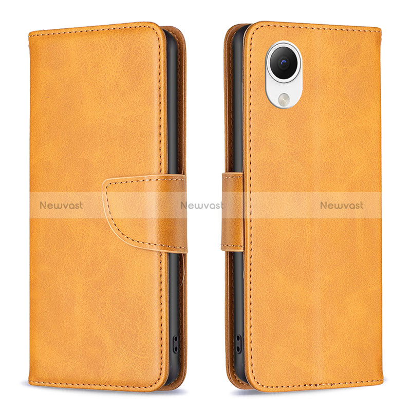Leather Case Stands Flip Cover Holder B04F for Samsung Galaxy A23s Light Brown