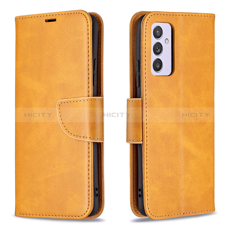 Leather Case Stands Flip Cover Holder B04F for Samsung Galaxy A34 5G Light Brown