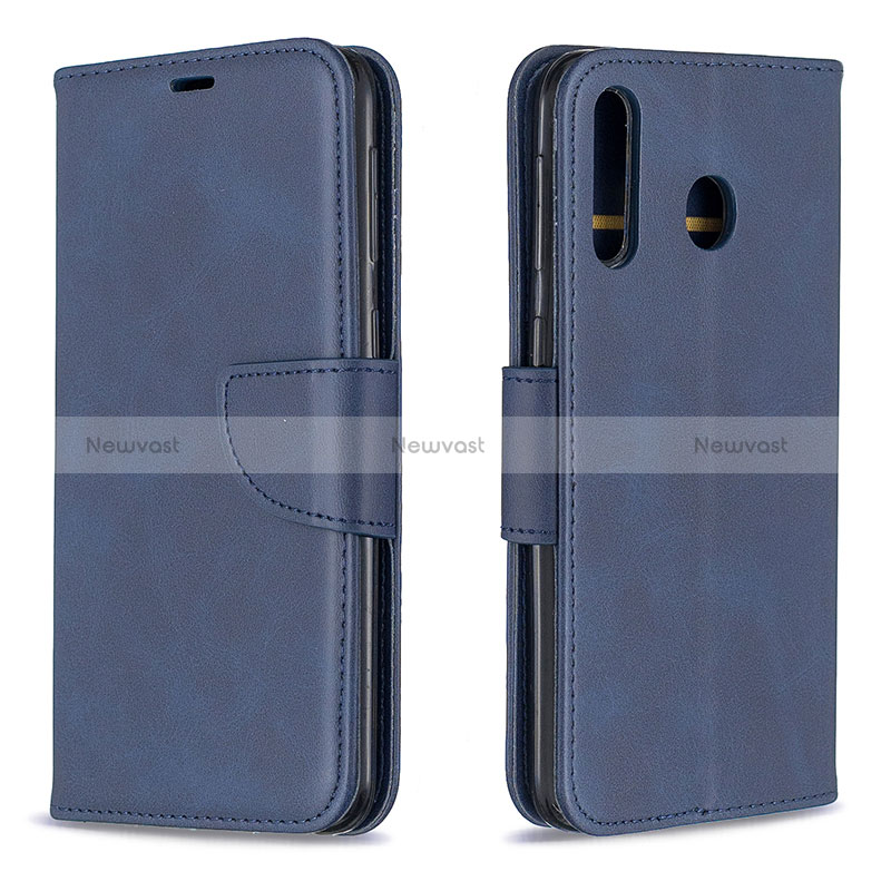 Leather Case Stands Flip Cover Holder B04F for Samsung Galaxy A40s Blue