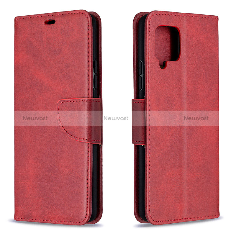 Leather Case Stands Flip Cover Holder B04F for Samsung Galaxy A42 5G Red