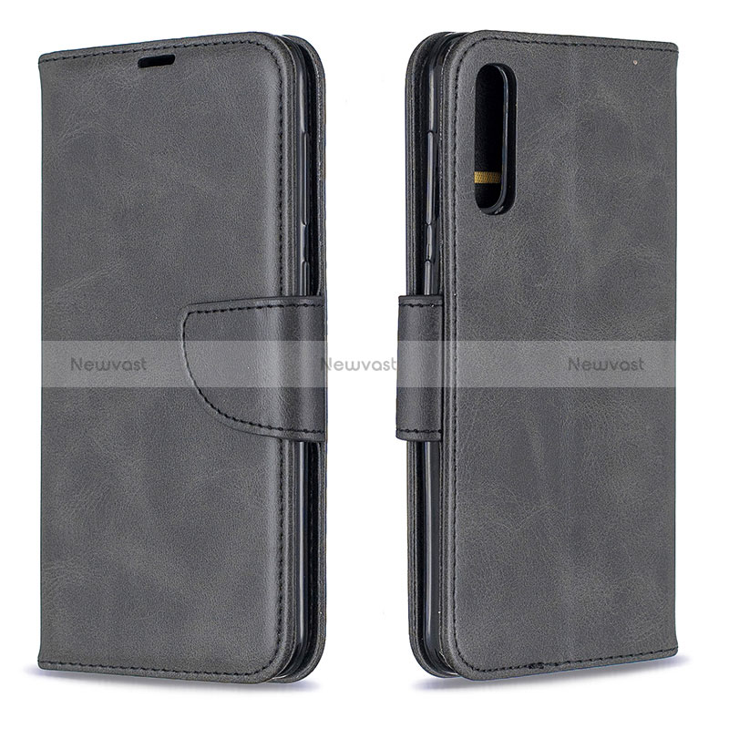 Leather Case Stands Flip Cover Holder B04F for Samsung Galaxy A50 Black