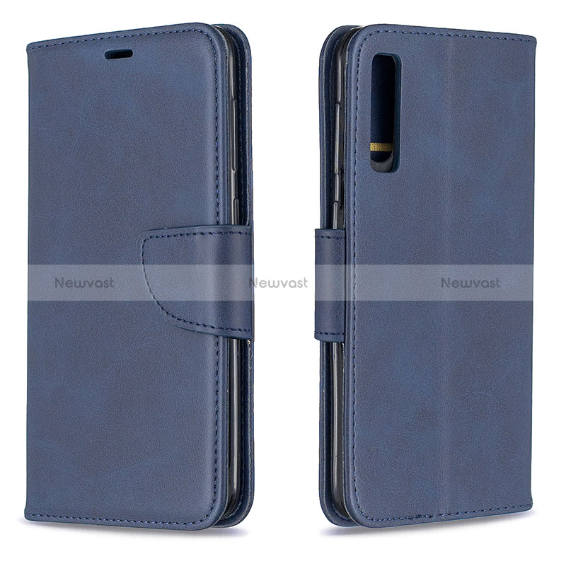 Leather Case Stands Flip Cover Holder B04F for Samsung Galaxy A50 Blue