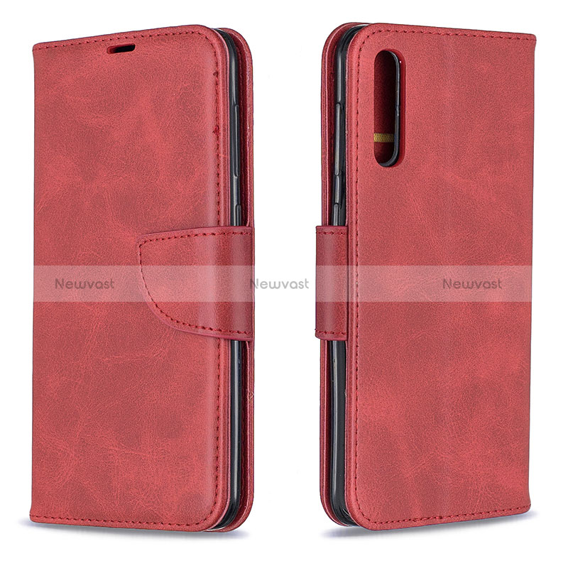 Leather Case Stands Flip Cover Holder B04F for Samsung Galaxy A50 Red