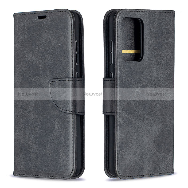 Leather Case Stands Flip Cover Holder B04F for Samsung Galaxy A52 4G Black