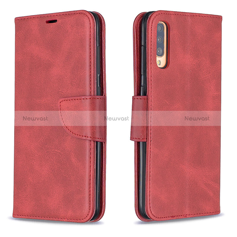 Leather Case Stands Flip Cover Holder B04F for Samsung Galaxy A70 Red