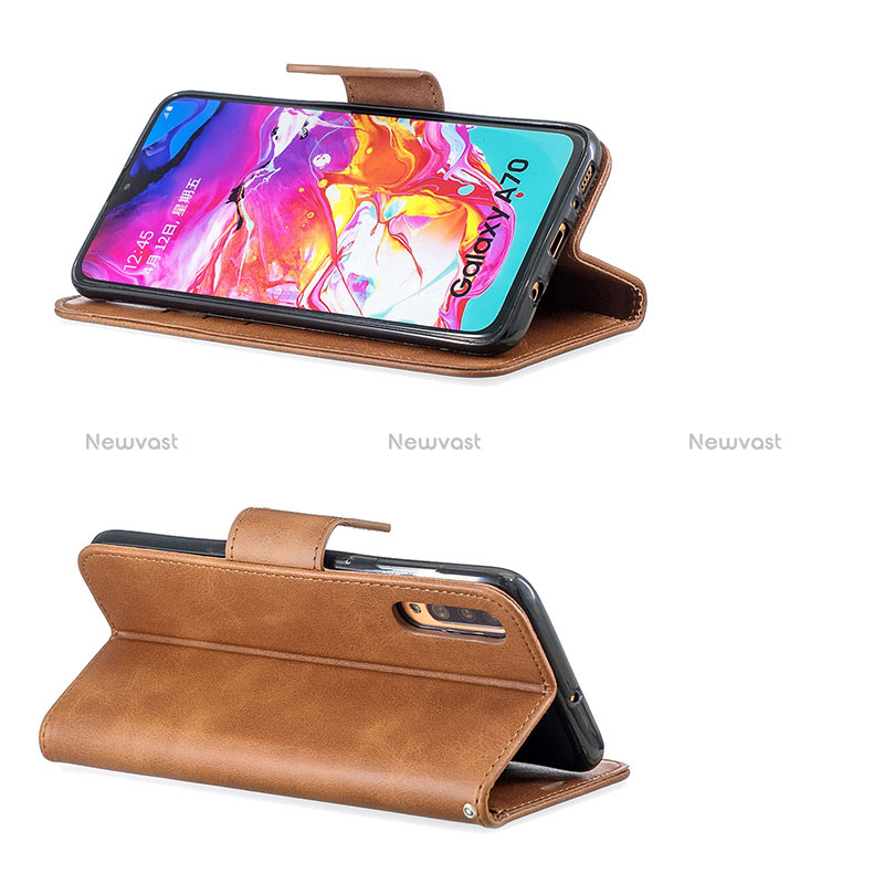 Leather Case Stands Flip Cover Holder B04F for Samsung Galaxy A70S