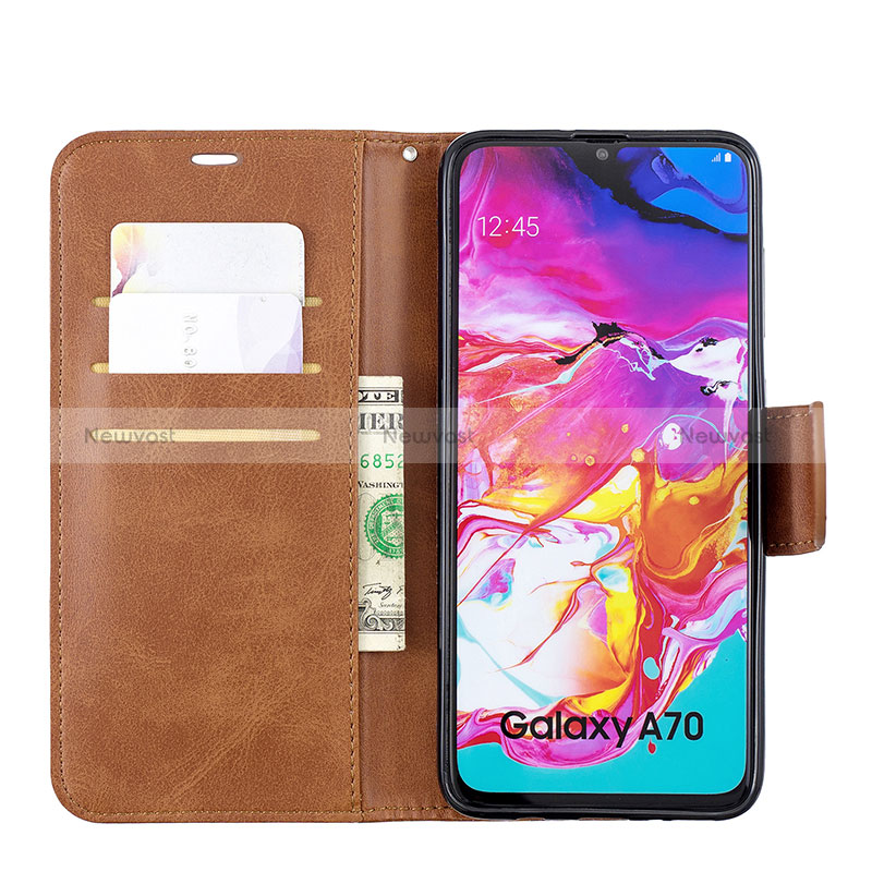 Leather Case Stands Flip Cover Holder B04F for Samsung Galaxy A70S