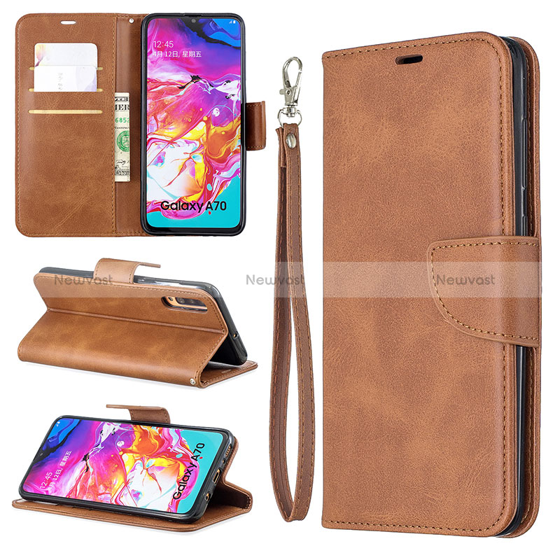 Leather Case Stands Flip Cover Holder B04F for Samsung Galaxy A70S