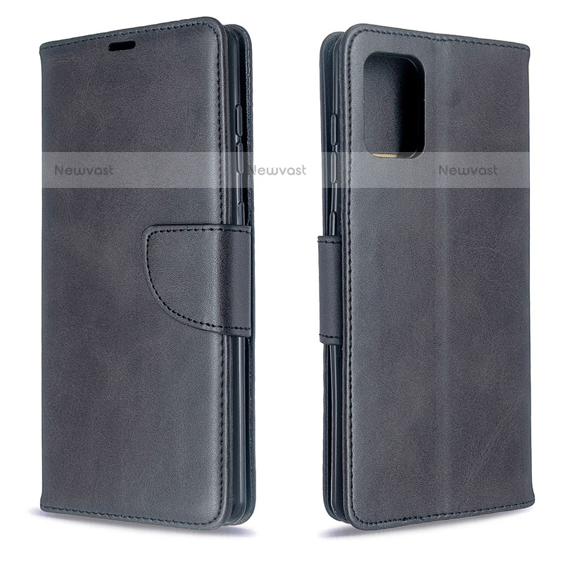 Leather Case Stands Flip Cover Holder B04F for Samsung Galaxy A71 4G A715 Black