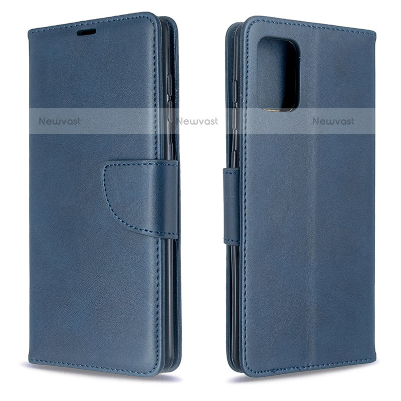 Leather Case Stands Flip Cover Holder B04F for Samsung Galaxy A71 4G A715 Blue