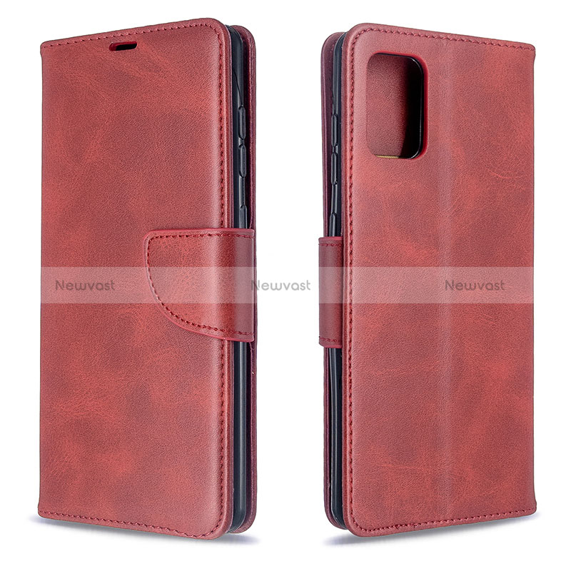 Leather Case Stands Flip Cover Holder B04F for Samsung Galaxy A71 5G Red