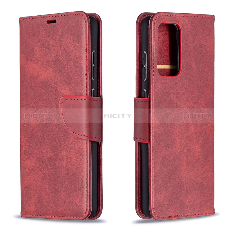 Leather Case Stands Flip Cover Holder B04F for Samsung Galaxy A72 4G Red