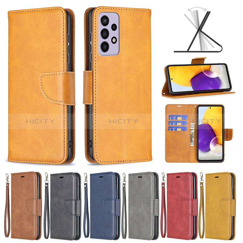 Leather Case Stands Flip Cover Holder B04F for Samsung Galaxy A73 5G