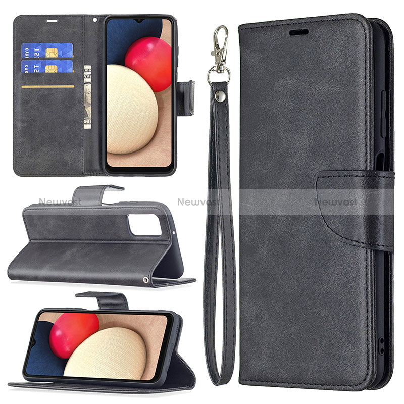 Leather Case Stands Flip Cover Holder B04F for Samsung Galaxy F02S SM-E025F