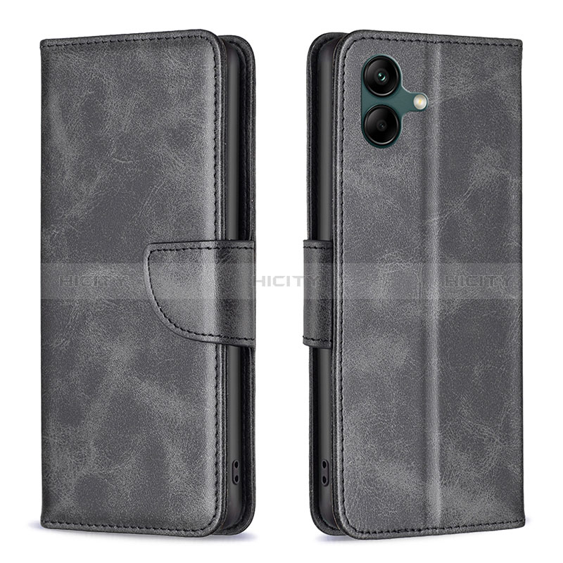 Leather Case Stands Flip Cover Holder B04F for Samsung Galaxy F04 Black