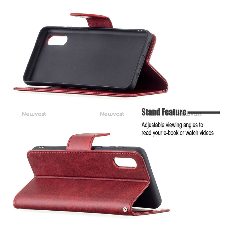 Leather Case Stands Flip Cover Holder B04F for Samsung Galaxy M02