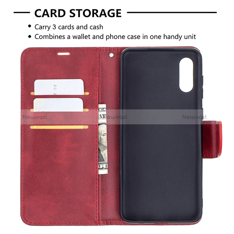 Leather Case Stands Flip Cover Holder B04F for Samsung Galaxy M02