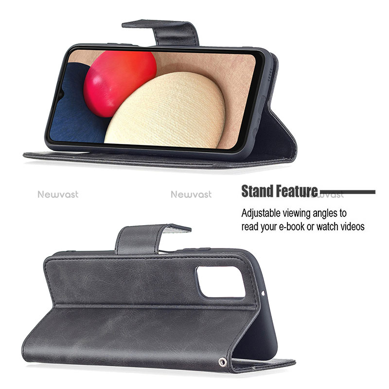 Leather Case Stands Flip Cover Holder B04F for Samsung Galaxy M02s