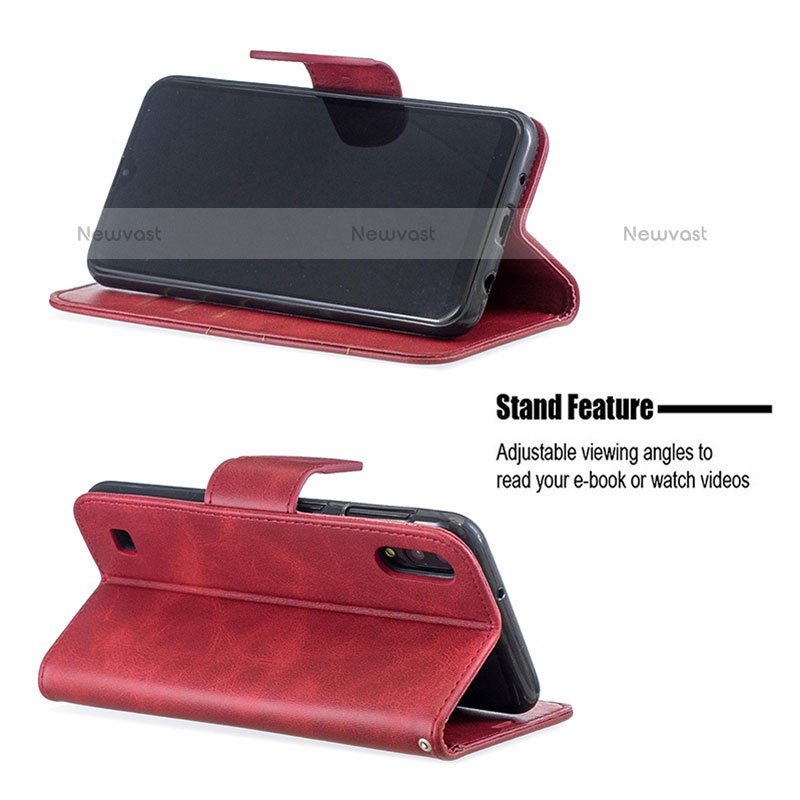 Leather Case Stands Flip Cover Holder B04F for Samsung Galaxy M10