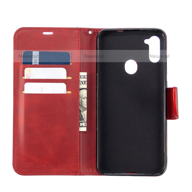 Leather Case Stands Flip Cover Holder B04F for Samsung Galaxy M11