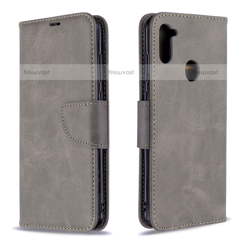 Leather Case Stands Flip Cover Holder B04F for Samsung Galaxy M11