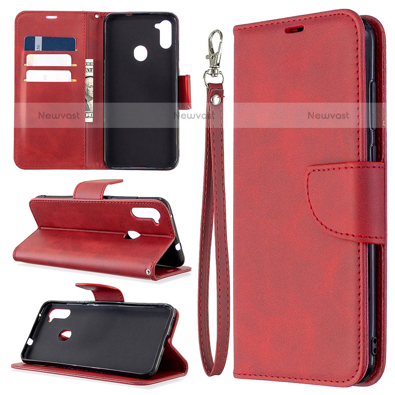 Leather Case Stands Flip Cover Holder B04F for Samsung Galaxy M11